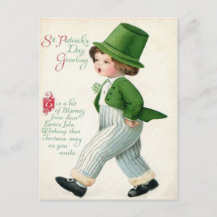 Postale Carte de jour vintage Leprechaun Boy St Patrick