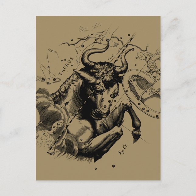 Postale Carte de la constellation du zodiaque du Taureau H (Devant)
