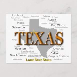 Postale Carte de la fierté d'état du Texas Silhouette