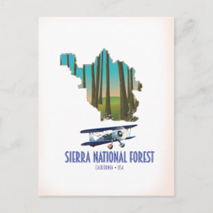 Postale carte de la forêt nationale de Sierra Californie É