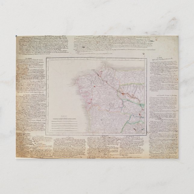 Postale Carte de la Galice avec la route de l'armée frança (Devant)