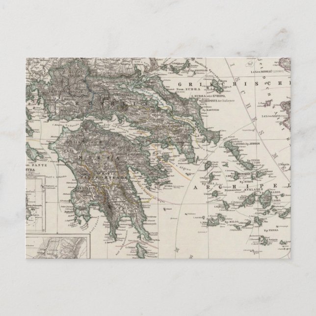 Postale Carte de la Grèce par Stieler (Devant)