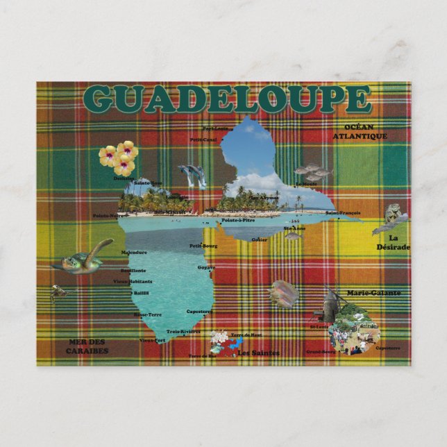 Postale Carte de la Guadeloupe en madras (Devant)
