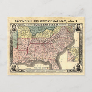 Postale Carte de la guerre civile des États du Sud