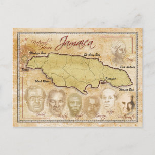Postale Carte de la Jamaïque avec les héros nationaux