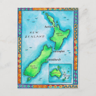 Postale Carte de la Nouvelle-Zélande