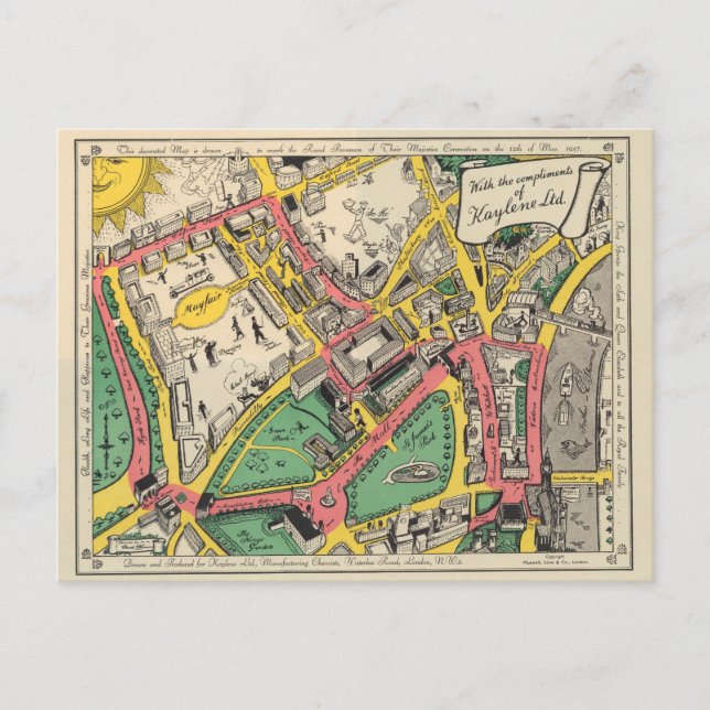 Postale Carte de la route du couronnement, Londres, Anglet (Devant)
