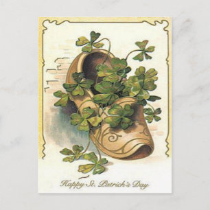 Postale Carte de la Saint-Patrick sabot trèfle vintage
