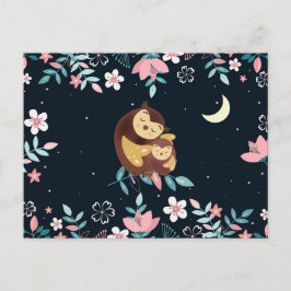 Postale Carte de la Saint-Valentin avec des hiboux mignons