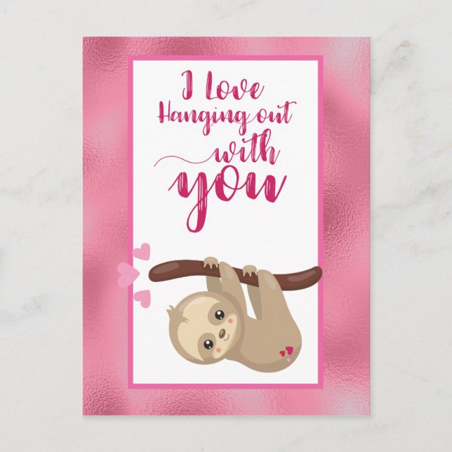 Postale Carte de la Saint-Valentin de paresseux d'amour pa (Devant)