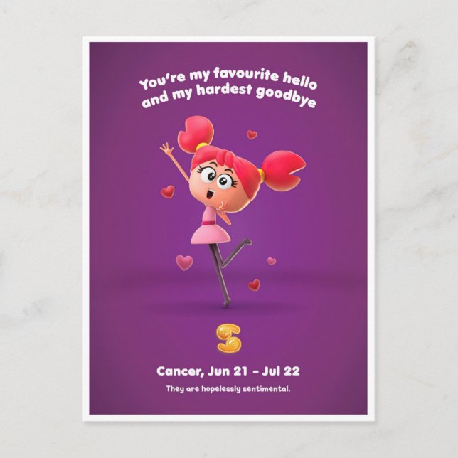 Postale Carte de la Saint-Valentin pour Cancer  (Devant)