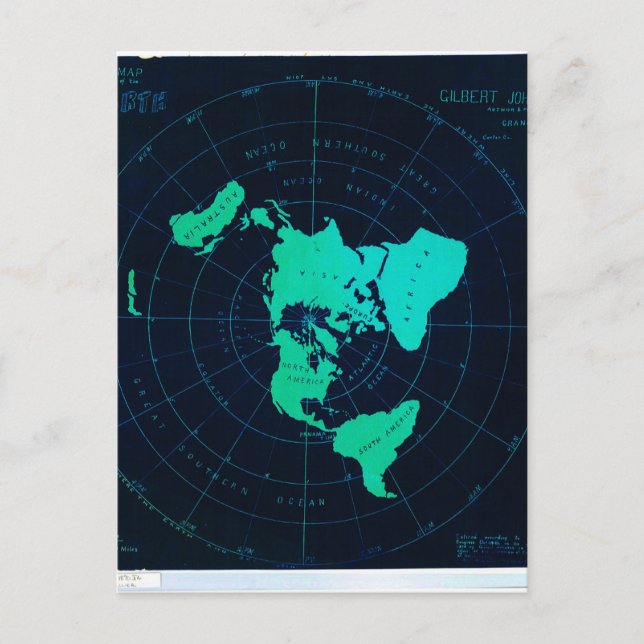 Postale Carte de la Terre plate (projection Azimuthal équi (Devant)