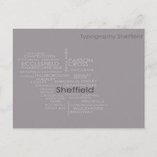 Postale Carte de la typographie de Sheffield