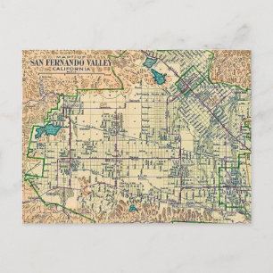 Postale Carte de la vallée de San Fernando sur carte posta