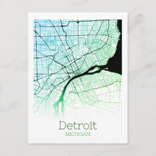 Postale Carte de la ville de Detroit