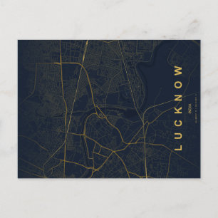 Postale Carte de la ville de Lucknow en Inde, design minim