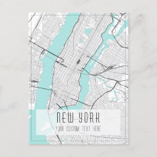 Postale Carte de la ville de New York, noir, blanc et bleu