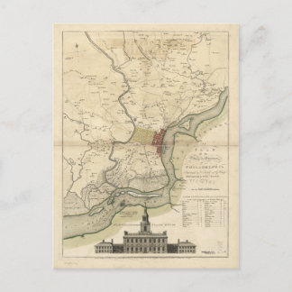 Postale Carte de la ville de Philadelphie en Pennsylvanie