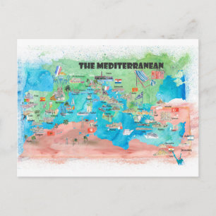 Postale Carte de l'affiche de voyage de la Méditerranée Es