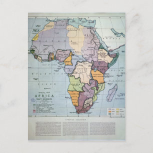 Postale Carte de l'Afrique montrant les limites des traité
