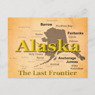 Postale Carte de l'Alaska âgée Silhouette
