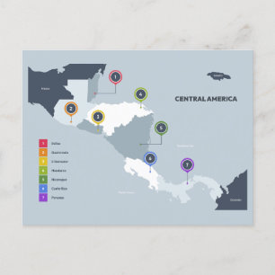 Postale Carte de l'Amérique centrale