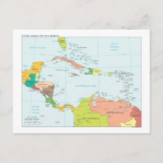 Postale Carte de l'Amérique Centrale et des Caraïbe