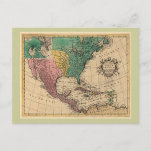 Postale Carte de l'Amérique du Nord 1763