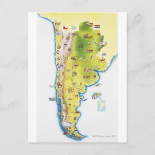 Postale Carte de l'Amérique du Sud