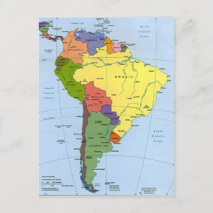 Postale Carte de l'Amérique du Sud