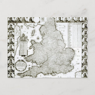 Postale Carte de l'Angleterre et du Pays de Galles, 1644