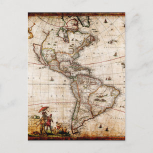 Postale Carte de l'Antique Amérique du Nord et du Sud