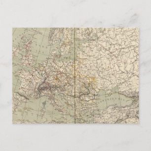 Postale Carte de l'Atlas européen montrant les chemins de