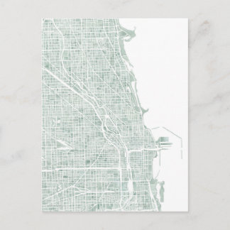 Postale Carte de l'eau de Chicago seaglass bleu vert