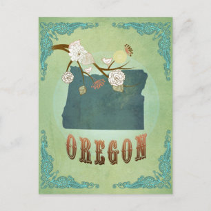 Postale Carte de l'état de l'Oregon - Vert