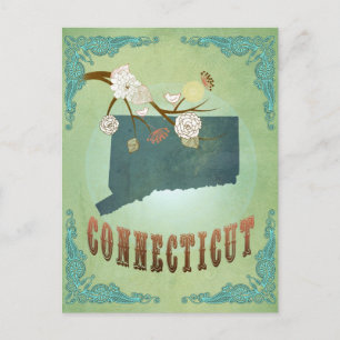 Postale Carte de l'état du Connecticut - Vert