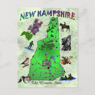 Postale Carte de l'état du New Hampshire