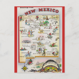 Postale Carte de l'État du Nouveau-Mexique