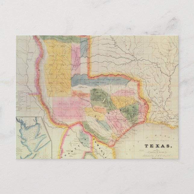 Postale Carte de l'état du Texas | 1835 (Devant)