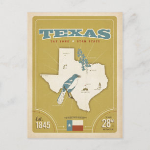Postale Carte de l'État du Texas L'État Étoile Unique