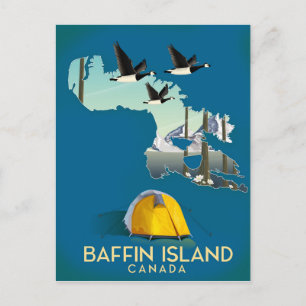 Postale carte de l'île de Baffin affiche de voyage Canada