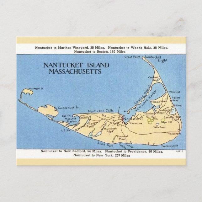 Postale Carte de l'île de Nantucket  (Devant)