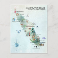 Carte de l'île de Vancouver en aquarelle