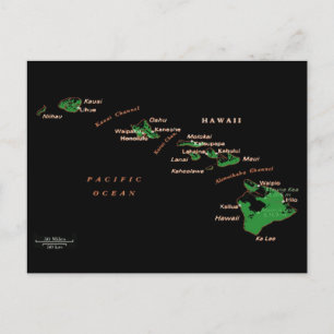 Postale Carte de l'île d'Hawaii