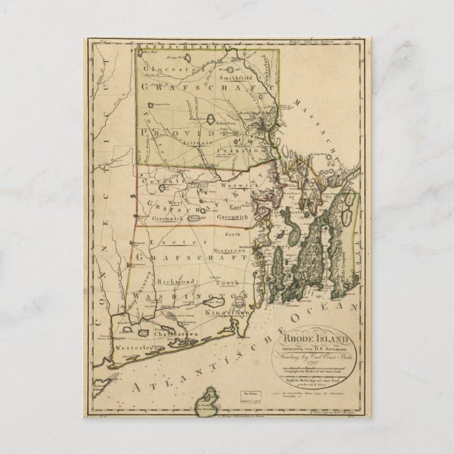 Postale Carte de l'île Rhode par Carl Ernst Bohn (1797) (Devant)