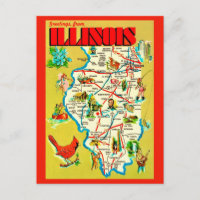 Carte de l'Illinois illustrée colorée