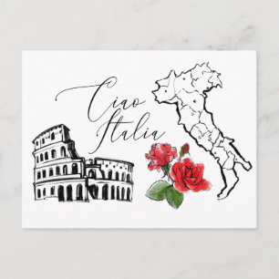 Postale *~* Carte de l'Italie Ciao Italia Langue italienne