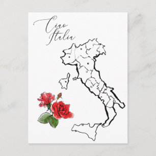 Postale *~* Carte de l'Italie Ciao Italia Langue italienne