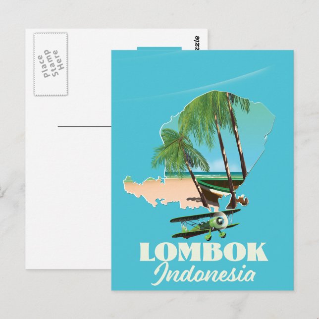 Postale carte de Lombok Indonésie (Devant / Derrière)