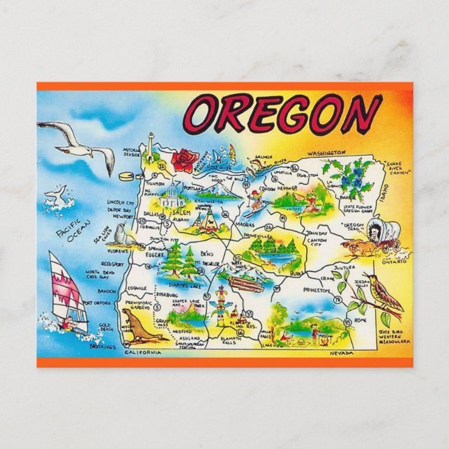 Postale Carte de l'Oregon  (Devant)